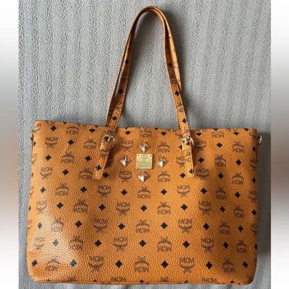 MCM Handbags - MCM Aren Cognac Visetos Tote Bag